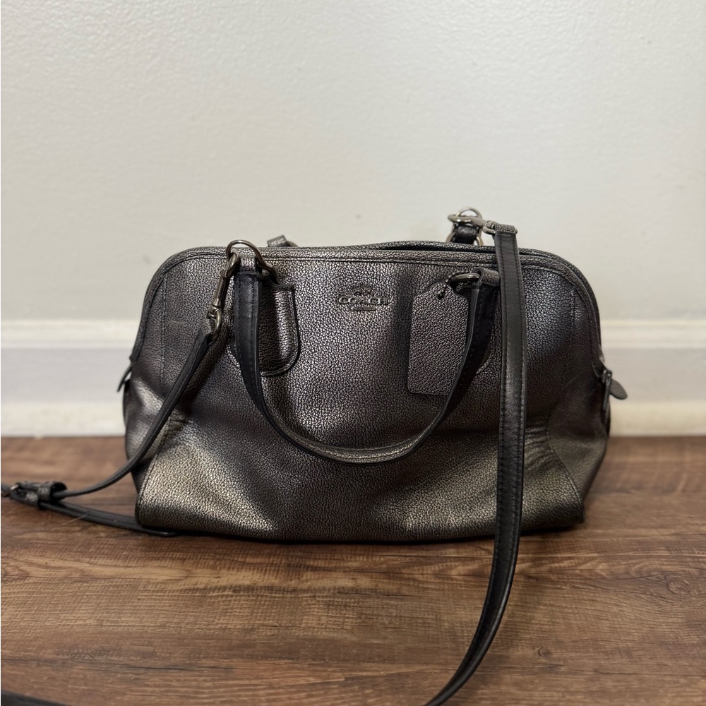Coach Metallic Gray Leather Handbag